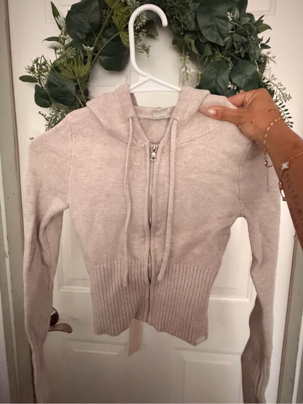 Hollister Light Beige Zip Hoodie Cardigan